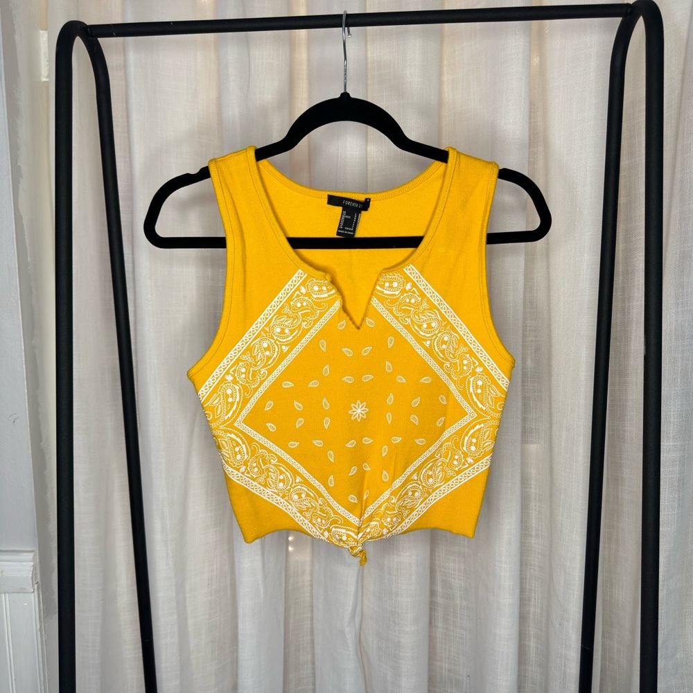 Patterned V Neck Tank Top